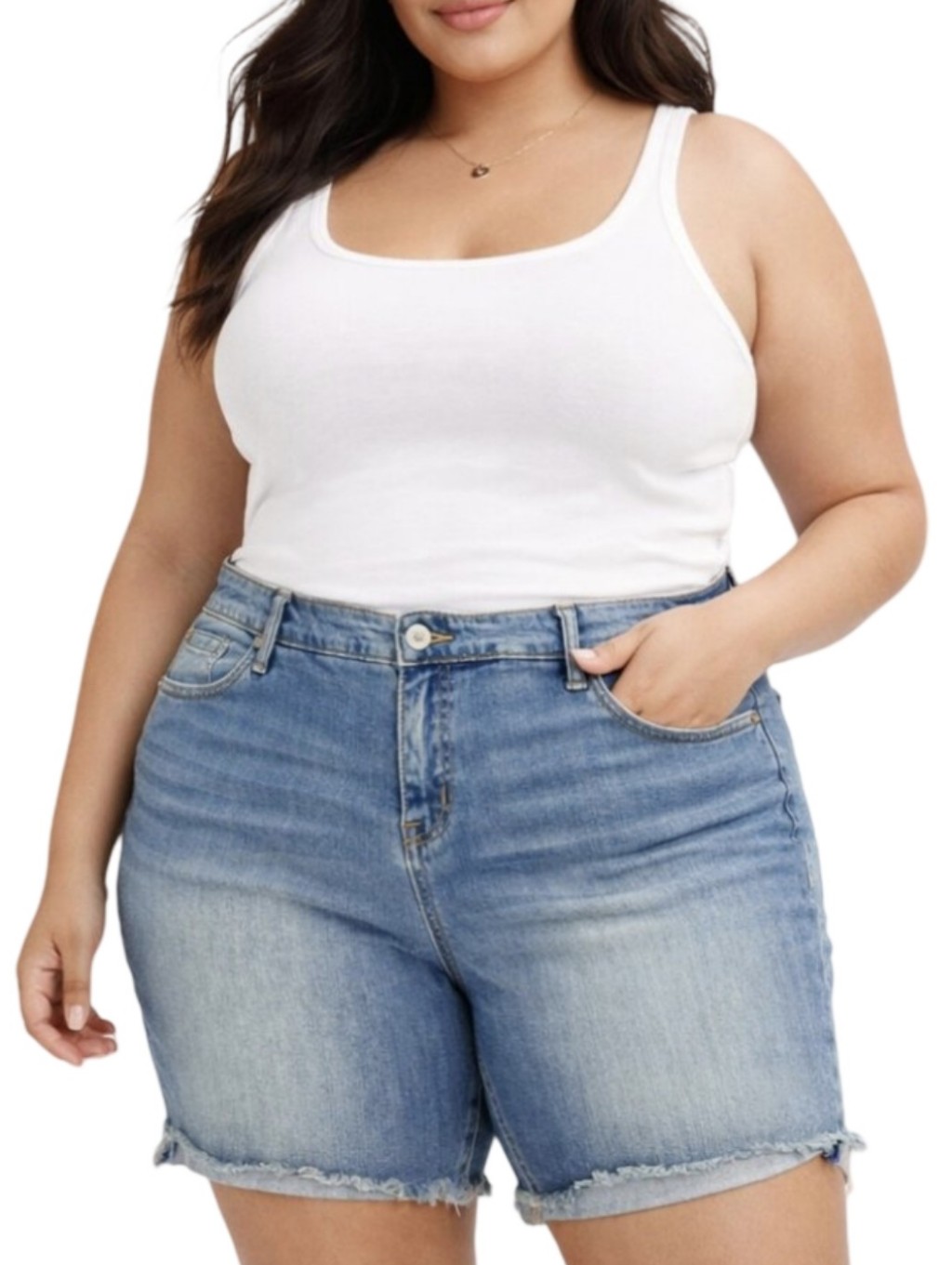 Torrid Womens Hi A Line Bermuda Pcd Aviary Light Wash Button Fly Shorts 14 New